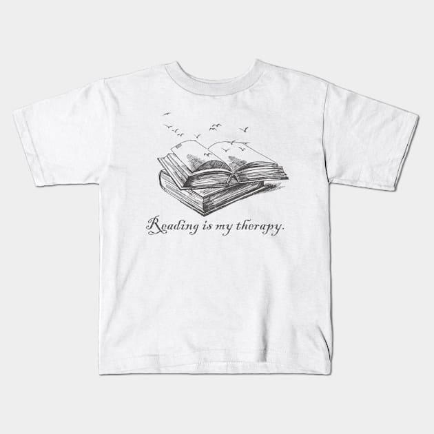 Reading Is My Therapy tshirt For books lovers Kids T-Shirt by Hani-Clothing